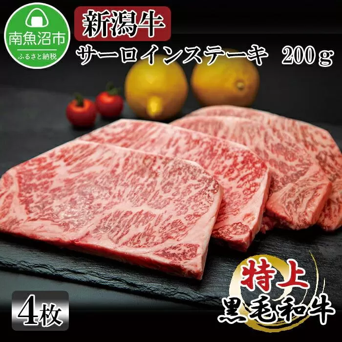 ES63 新潟牛 南魚沼産 にいがた 黒毛和牛 サーロインステーキ 200ｇ×4枚 4人前 新潟県 南魚沼市