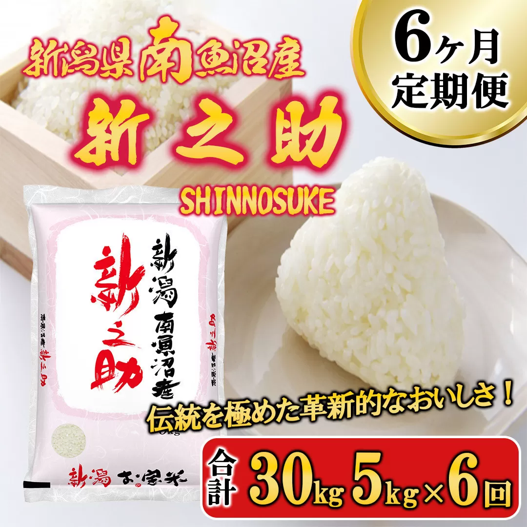 【令和7年産新米予約】【C-6定期便】南魚沼産新之助5kg×6回【2025年11月中旬より順次発送予定】