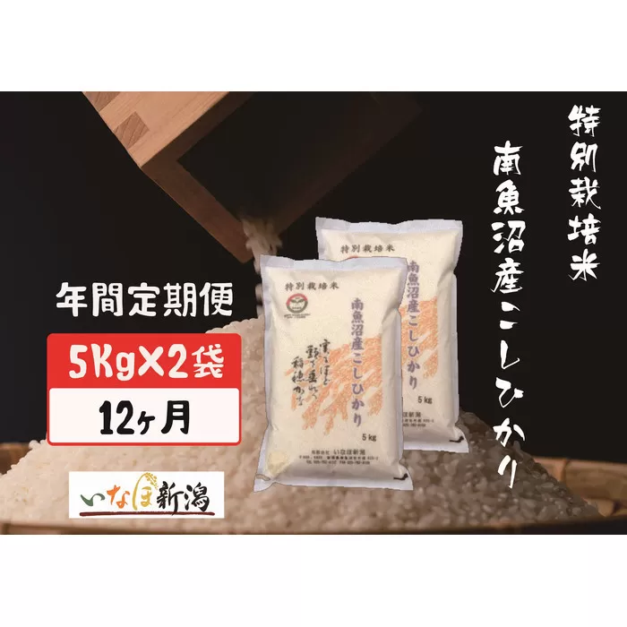 【令和7年産】【定期配送】南魚沼産コシヒカリ特別栽培米 白米 10kg 全12回【2025年10月上旬より順次発送予定】