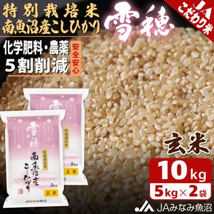 【令和7年産＼新米／】特別栽培米南魚沼産こしひかり「雪穂」玄米10kg 農薬5割削減 特A獲得日本一産地 精選玄米 もっちり甘い 南魚沼産コシヒカリ