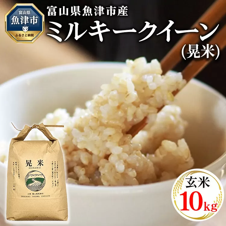 【令和6年度米】環境配慮「魚津のミルキークイーン（晃米）」10kg（玄米） ｜新米 MK農産 玄米 銘柄米 ブランド米 ご飯 おにぎり お弁当 和食 主食 国産 産地直送 甘み 香り もちもち ※2024年10月下旬頃より順次発送予定 ※北海道・沖縄・離島への配送不可