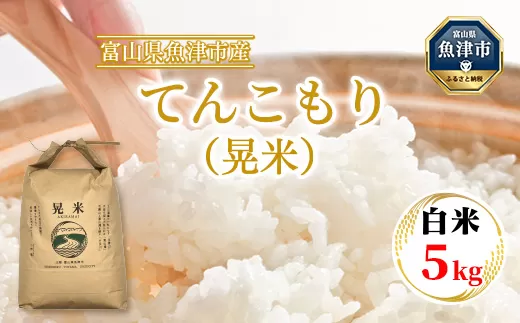 【令和7年度米】【先行予約】【農家直送】環境配慮「魚津のてんこもり（晃米）」5kg（白米） ｜ 新米 MK農産 白米 銘柄米 ご飯 おにぎり お弁当 和食 主食 国産 産地直送 甘み 香り もちもち ※2025年10月中旬頃より順次発送予定 ※北海道・沖縄・離島への配送不可