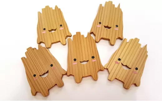 トリック箸置き「はしミラ」５個セット　ゆるキャラ かわいい 木製 はしおき 手作り工房ヤマセン