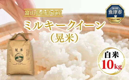 【令和7年度米】【先行予約】【農家直送】環境配慮「魚津のミルキークイーン（晃米）」10kg（白米） ｜新米 MK農産 白米 銘柄米 ブランド米 ご飯 おにぎり お弁当 和食 主食 国産 産地直送 甘み 香り もちもち ※2025年9月中旬頃より順次発送予定 ※北海道・沖縄・離島への配送不可