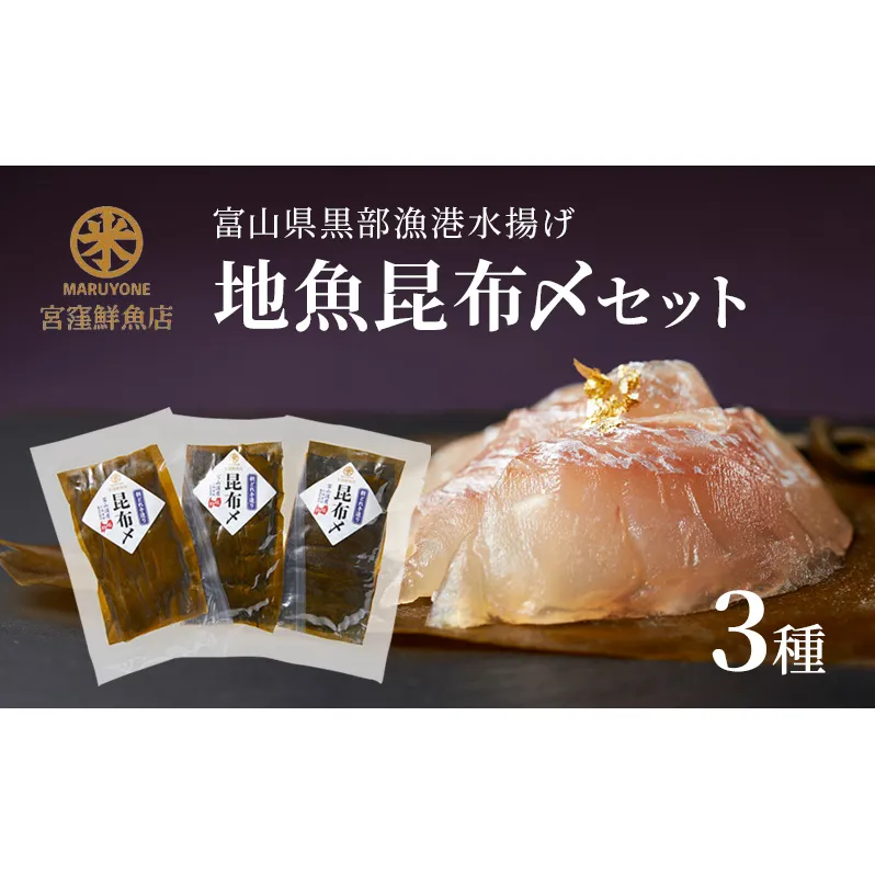 黒部漁港 〈地魚昆布〆3種セット〉 産地直送 旬 魚介 魚 さかな 詰め合わせ 冷凍　/富山県黒部市 