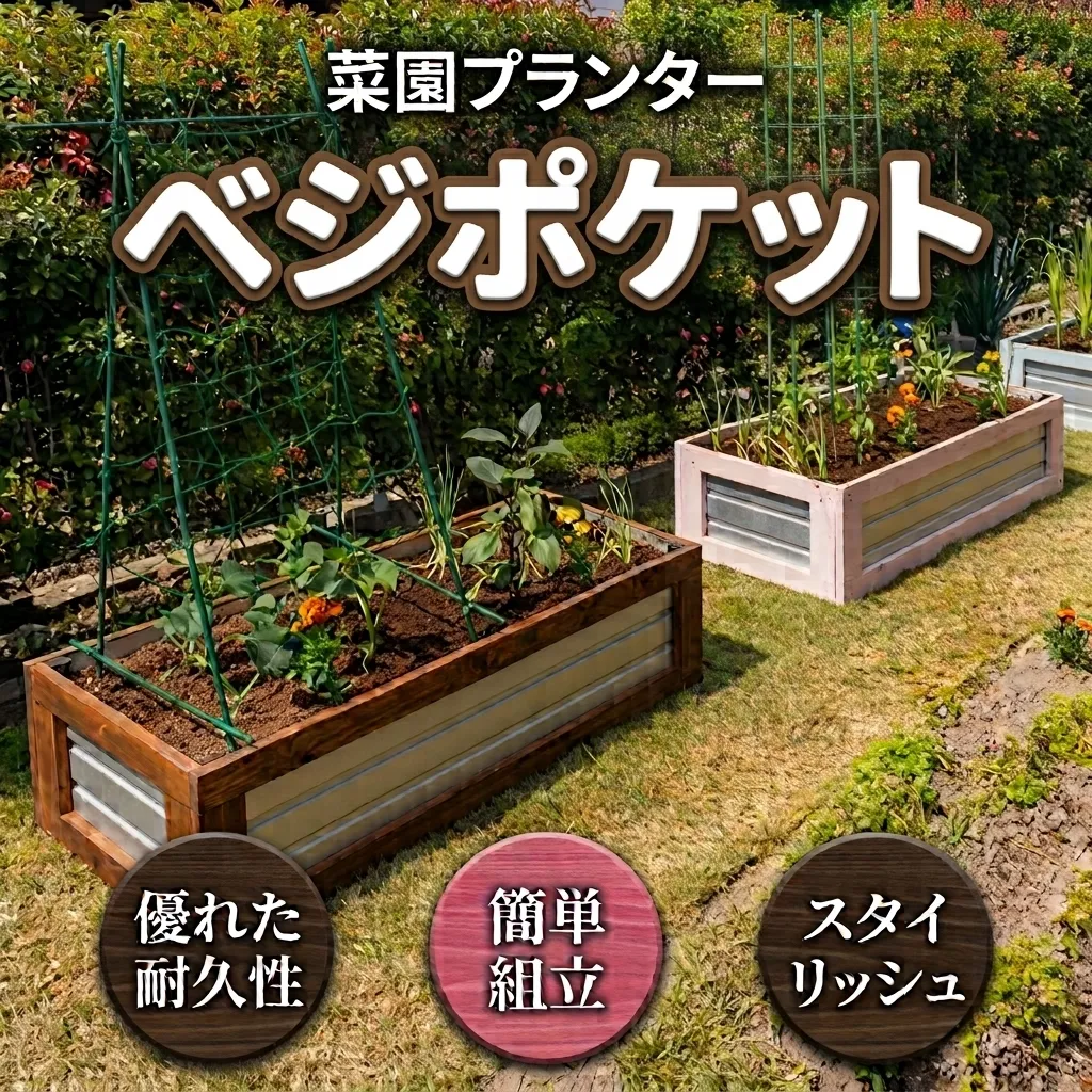 菜園プランター「 ベジポケット 」165×74×34　プランター レイズドベッド 立ち上げ花壇 お手軽 菜園 家庭菜園 耐久性 富山県 黒部市