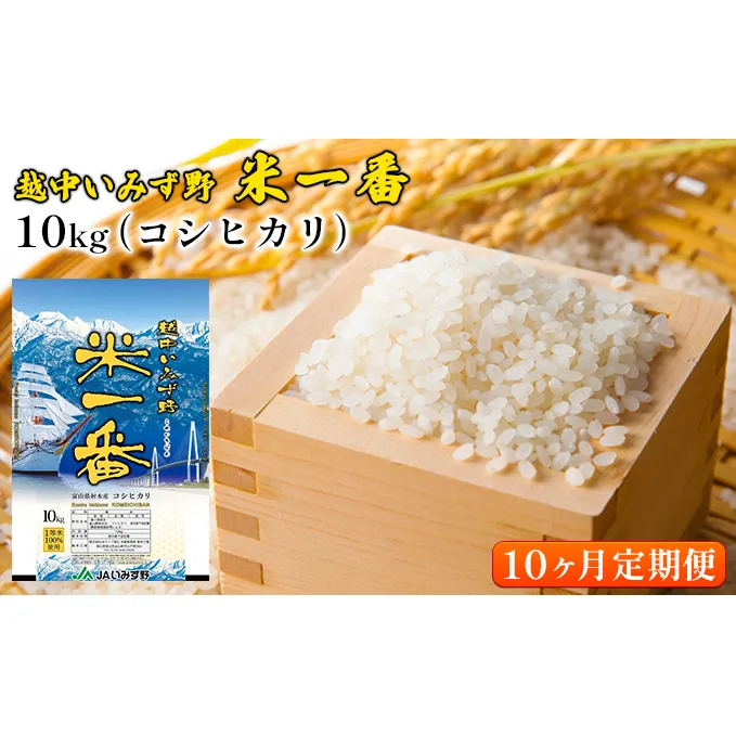 【10ヶ月定期便】越中いみず野米一番 10kg（コシヒカリ）