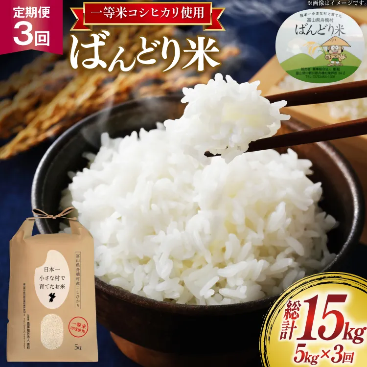 米 新米 令和8年 ばんどり米 コシヒカリ 精米 5kg 3回 定期便 総計15kg  [農事組合法人東和 富山県 舟橋村 57050214] 一等米 コメ お米 白米 ごはん ご飯 こしひかり 5キロ ブランド米 美味しい 富山 農家 ふるさと納税