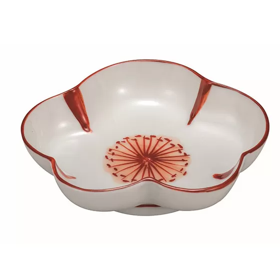 九谷焼　3.5号皿・赤絵花文 5枚セット a01 民芸品 工芸品 焼き物 食器