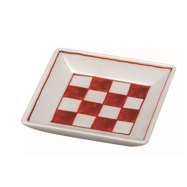 九谷焼　3号皿・赤絵石畳 a01 民芸品 工芸品 焼き物 食器 
