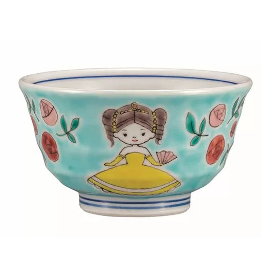 九谷焼　小さい飯碗・お姫さま a02 民芸品 工芸品 焼き物 食器 お姫様柄 