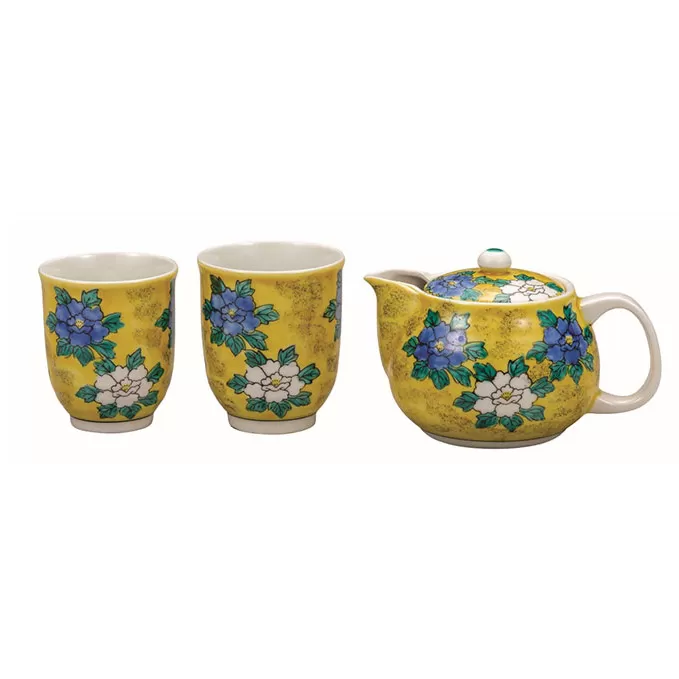 九谷焼　くつろぎ揃・吉田屋牡丹（網付）（3点セット） a03 民芸品 工芸品 焼き物 食器 