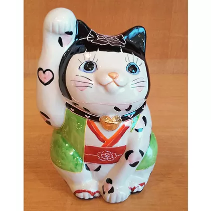 九谷LOVE招き猫「ゆっきー姫　7号」右手あげ 民芸品 工芸品 