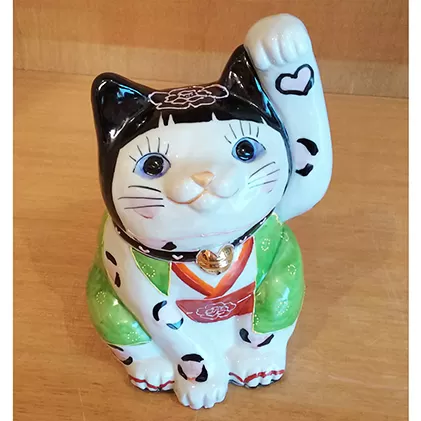 九谷LOVE招き猫「ゆっきー姫　7号」左手あげ 民芸品 工芸品 