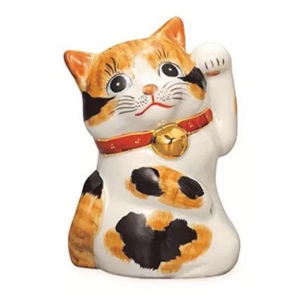 九谷焼 4号招猫 毛長三毛 a05 工芸品 伝統工芸 インテリア 置物 招き猫 商売繁盛 縁起物 
