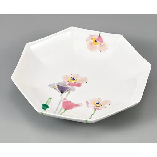 九谷焼 8.3号盛皿 ポピー a01 工芸品 平皿 結婚 引き出物 金婚式 誕生日プレゼント 還暦祝い 古希 喜寿 米寿 退職 定年 プレゼント お祝い お返し お礼 
