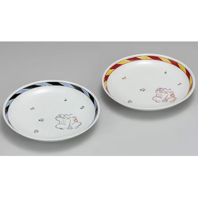 九谷焼 6号ペア皿/招き猫 a01 工芸品 平皿 取り皿 結婚 引き出物 金婚式 誕生日プレゼント 還暦祝い 古希 喜寿 米寿 退職 定年 プレゼント お祝い お返し お礼 
