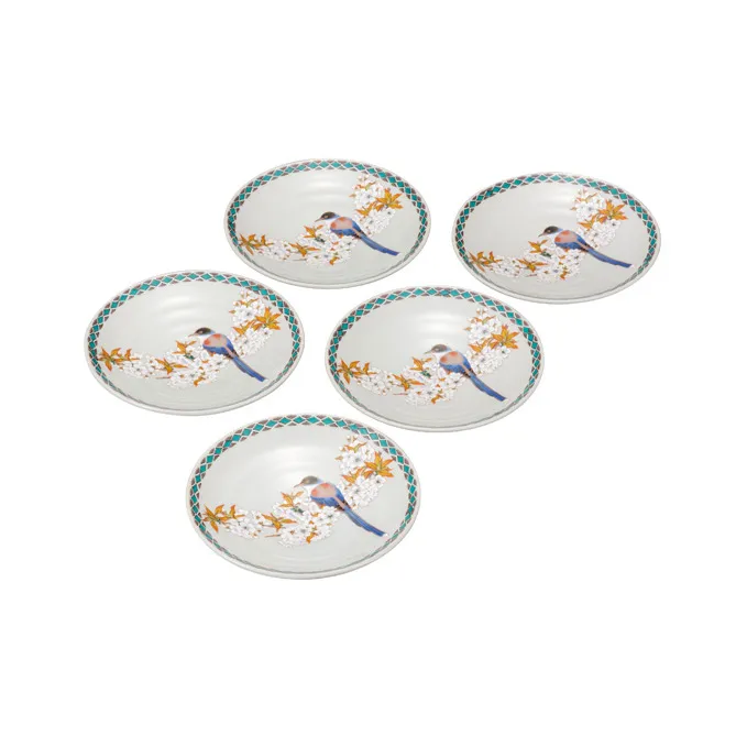 九谷焼　5.2号皿揃　花鳥 （5枚セット）a01 食器 キッチン雑貨 キッチンアイテム 雑貨 小物 お皿 丸皿 食卓 テーブルコーディネート 普段使い 贈り物 