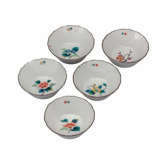九谷焼　 3.5号小鉢揃　草花絵変り　a01 食器 キッチン雑貨 キッチンアイテム 雑貨 小物 お皿 小皿 食卓 テーブルコーディネート 