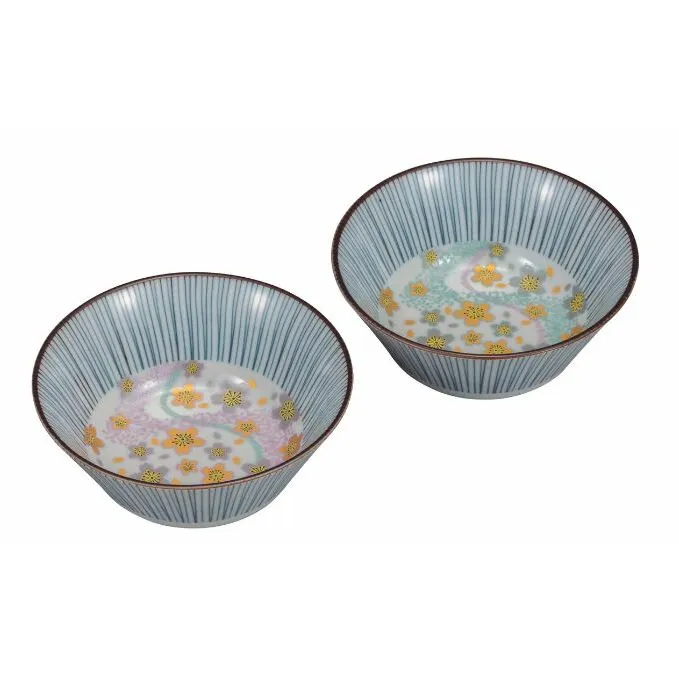 九谷焼　 4.5号ペア鉢　曲水花　a01 食器 キッチン雑貨 キッチンアイテム 雑貨 お皿 食卓 テーブルコーディネート 盛り付け 