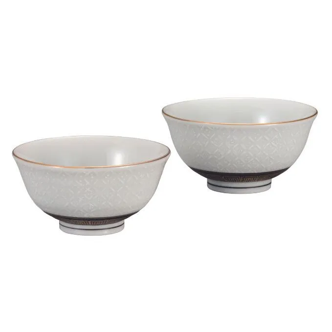 九谷焼　 組飯碗　白七宝　a02 食器 キッチン雑貨 キッチンアイテム 雑貨 食卓 テーブルコーディネート ペア茶碗 夫婦茶碗