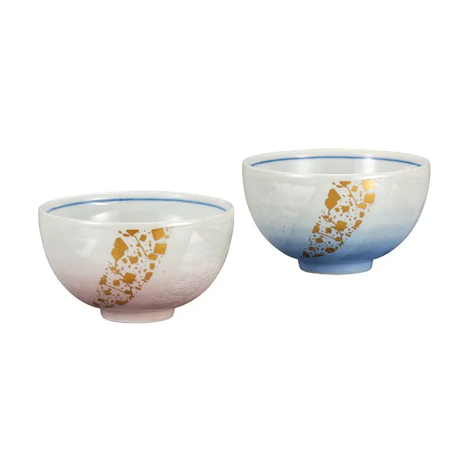 九谷焼　 組飯碗　銀彩金チラシ　a02 
