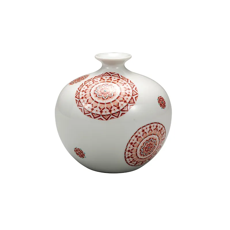 九谷焼　5.2号華器　赤絵丸紋　大志窯 