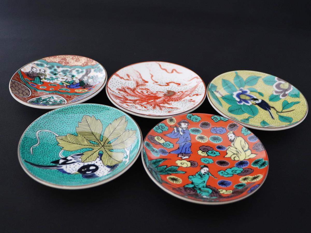 陶器　　皿 ハ33 ヨルノアオ bird ＆ flower 丸皿（貫入/釉ヒビあり