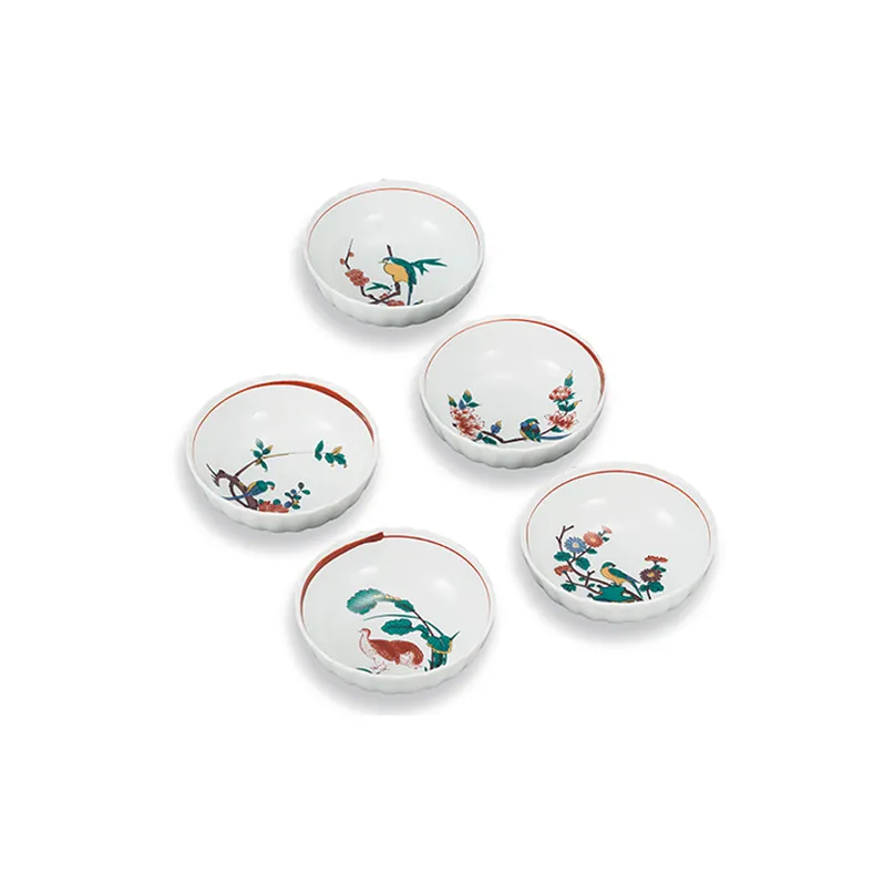 4.5号小鉢揃　絵変わり　花鳥 民芸品 工芸品 雑貨 食器 鉢皿 キッチン雑貨 キッチン用品 