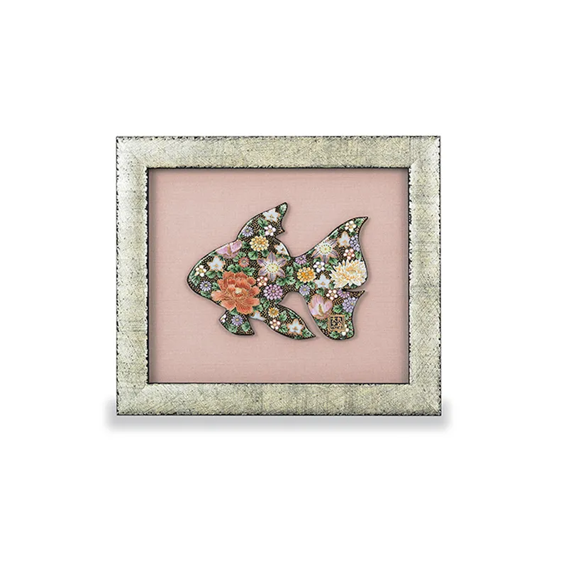 陶額　花詰金魚 民芸品 工芸品 雑貨 アート インテリア 飾り 