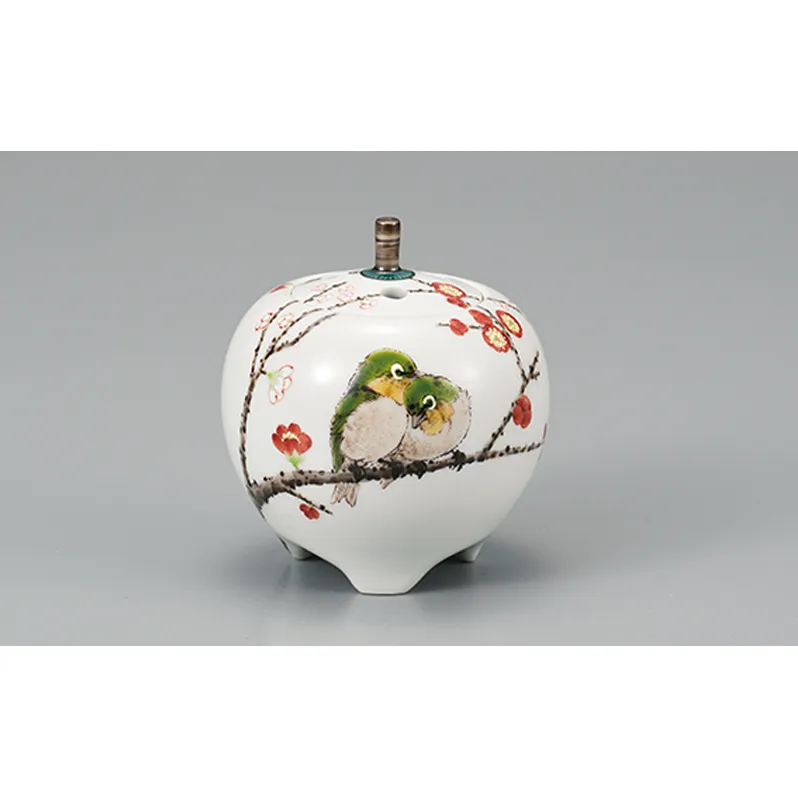 3号香炉　紅白梅に鳥　中村陶志人 民芸品 工芸品 雑貨 日用品 インテリア 香り 小物 
