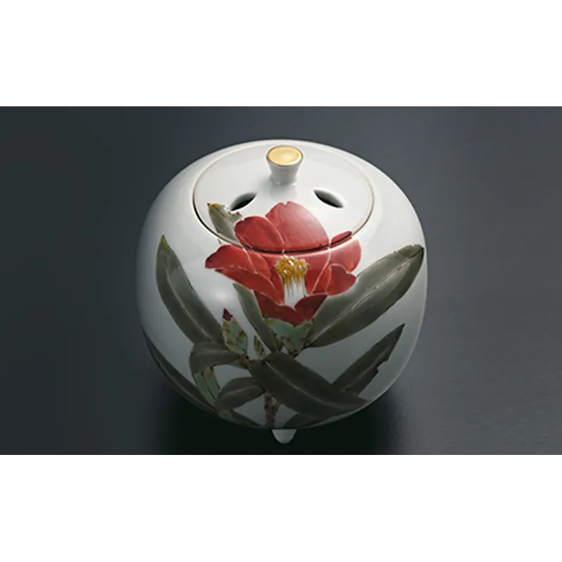 4号香炉　椿文　山田義明 民芸品 工芸品 雑貨 日用品 インテリア 香り 小物 