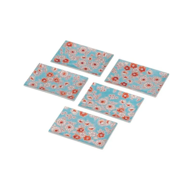 九谷焼 5.2号皿揃・フラワーシャワー(5枚組)