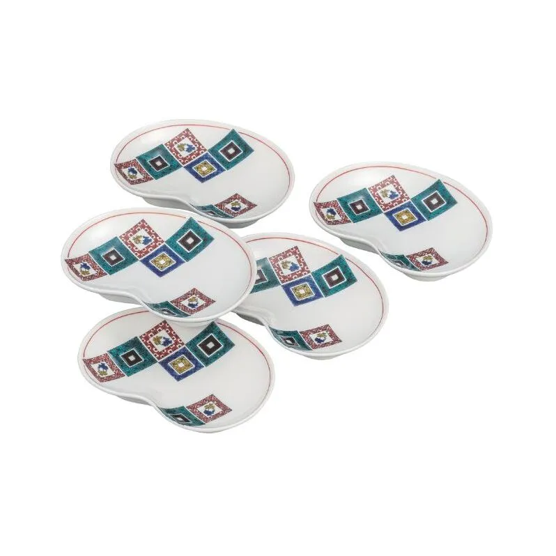 九谷焼 5.8号皿揃・石畳(5枚組)