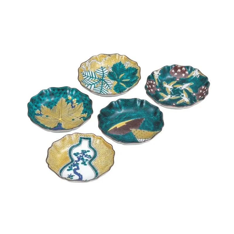 九谷焼 4.2号皿揃・古九谷吉兆(5枚組)