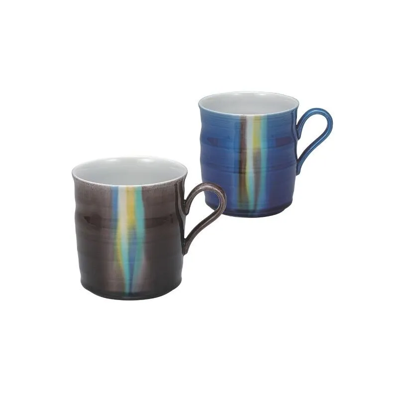 九谷焼 ペアマグカップ・釉彩　虹河
