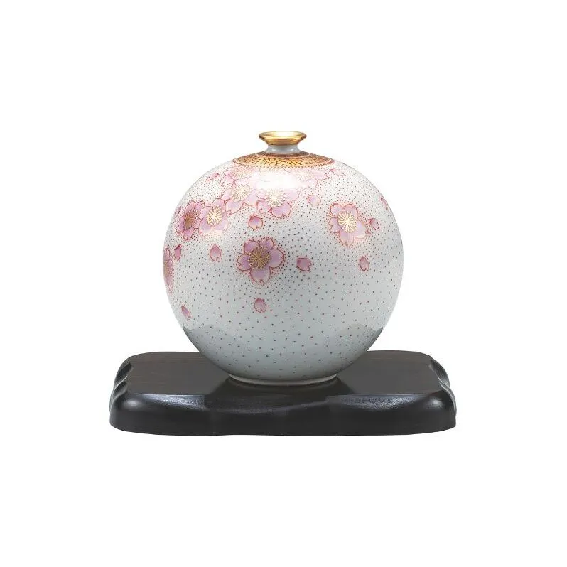 九谷焼 4号花瓶・金襴手桜