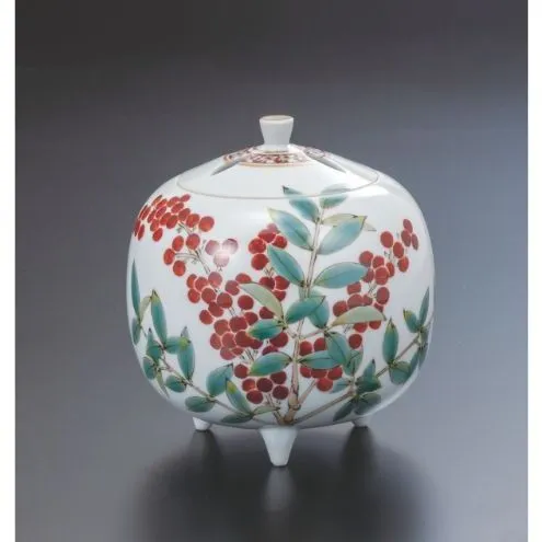 九谷焼 3.8号香炉・南天