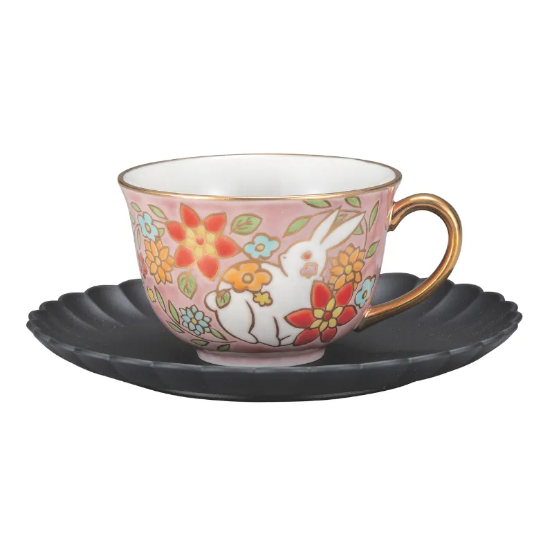 九谷焼　カップ＆ソーサー・白兎