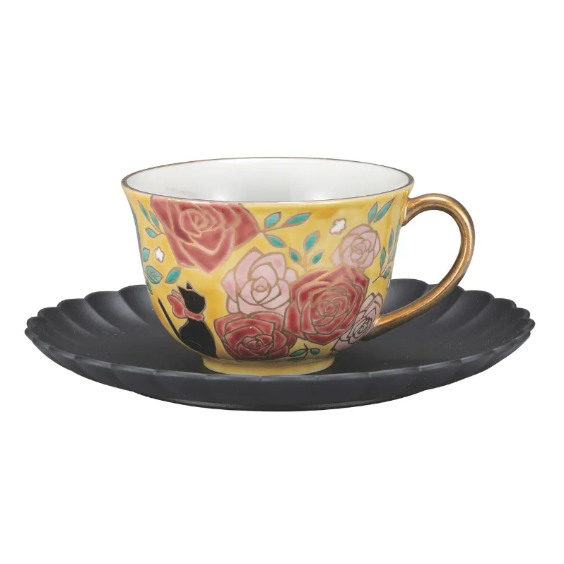 九谷焼　カップ＆ソーサー・黒猫