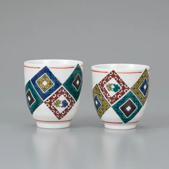 組湯呑　石畳の図　大志窯