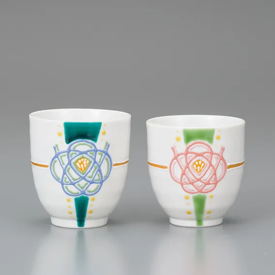 組湯呑　水引梅　相川志保作