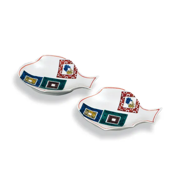 ペア3.8号型打ち皿　石畳  大志窯