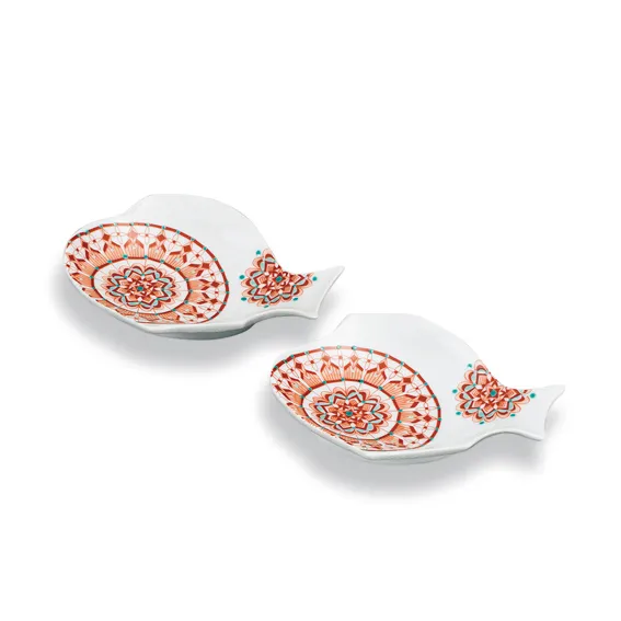 ペア3.8号型打ち皿　赤絵  大志窯