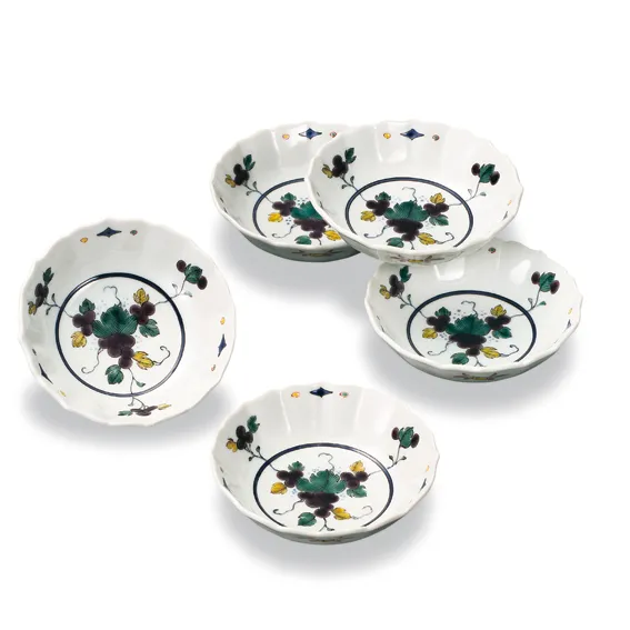 3.8号小鉢揃　ぶどう  錦泉窯