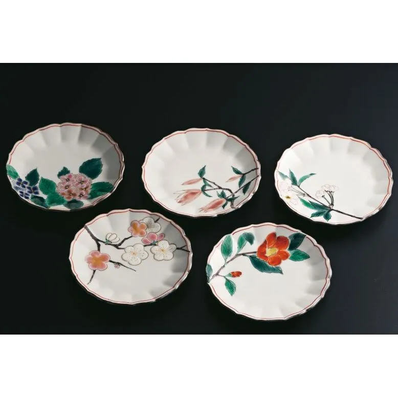 鉢揃　絵変わり四季の花　晄窯