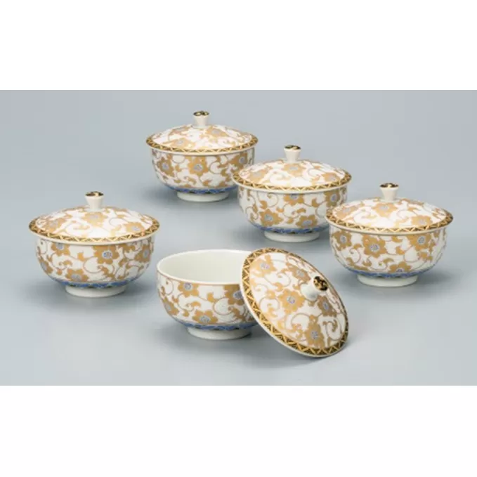 九谷焼　蓋付汲出揃　白粒鉄仙 a03 工芸品 