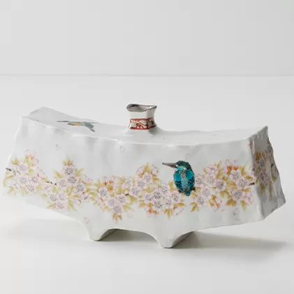 九谷焼　8号扁壺 春の風　中村陶志人作 a05 工芸品 