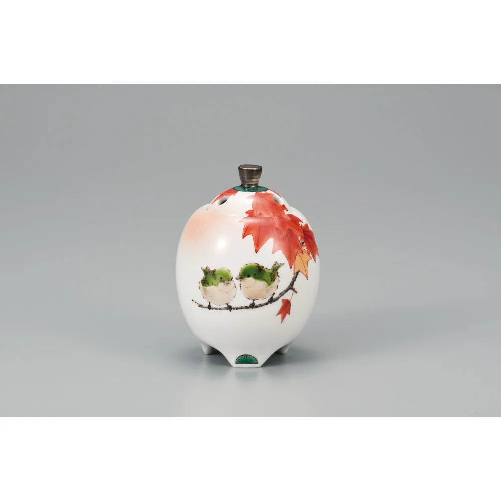 3.5号香炉 紅葉に鳥 中村陶志人 民芸品 工芸品 雑貨 日用品 インテリア 香り 小物
