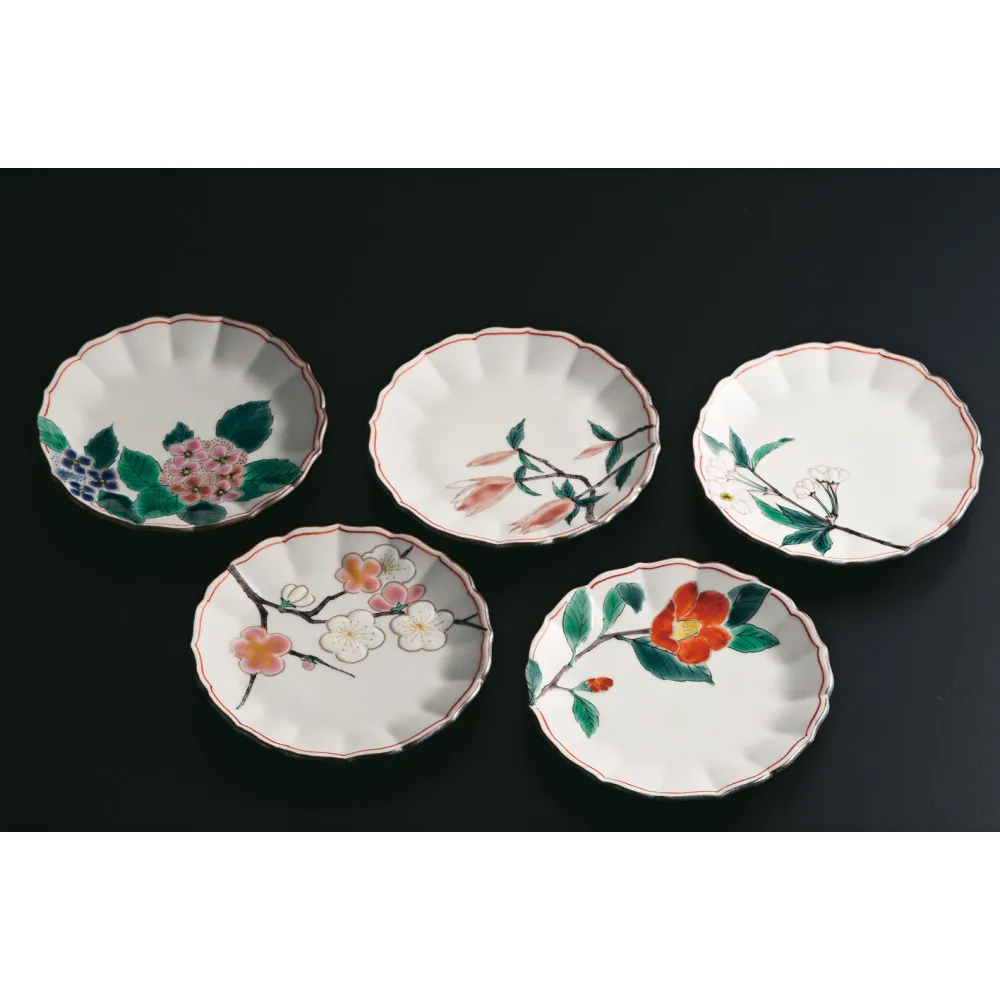 鉢揃 絵変わり四季の花 晄窯